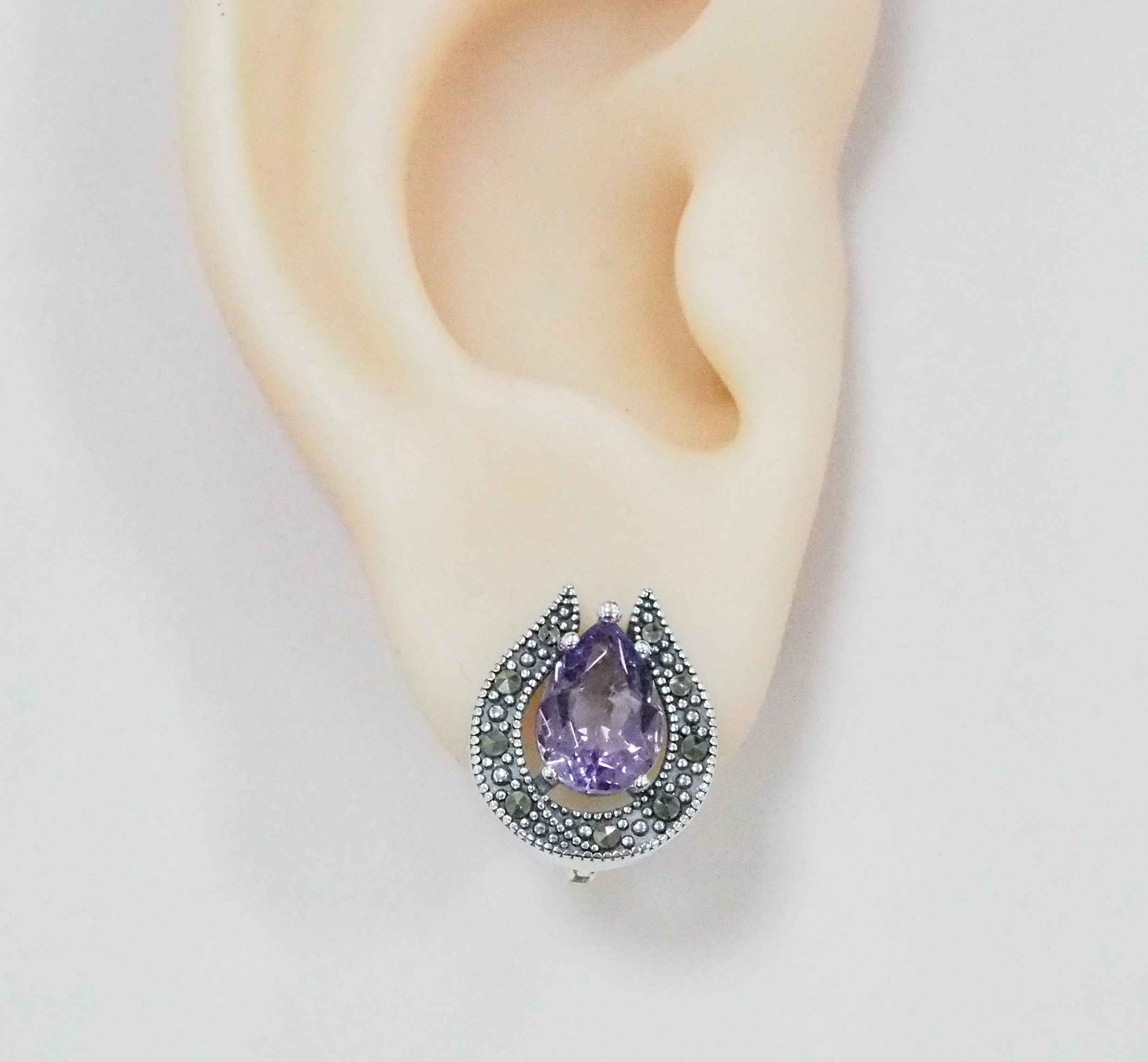 Серебряные серьги с аметистами